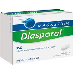 Eine Packung Magnesium Diasporal Kapseln mit 150,8 mg pro Kapsel.