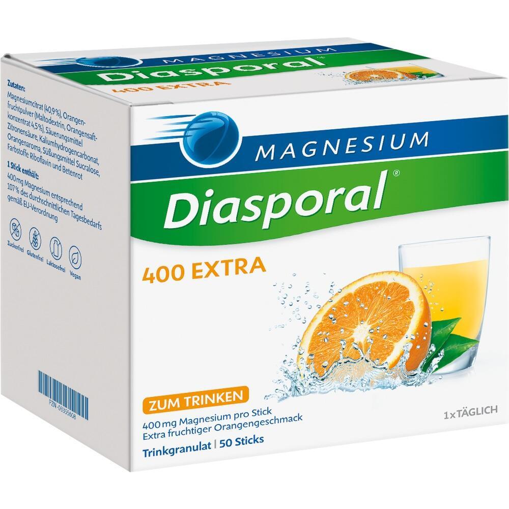 Eine Packung Magnesium-Getränkepulver mit Orangengeschmack.