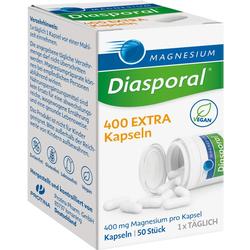 Verpackung von Magnesium Diasporal Kapseln, 400 mg, vegan, 50 Stück.