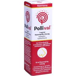 Eine Schachtel Pollival Nasenspray zur Behandlung von Heuschnupfen.