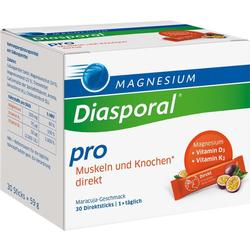 Eine Packung Diasporal Magnesium-Sticks für Muskeln und Knochen in Maracuja-Geschmack.